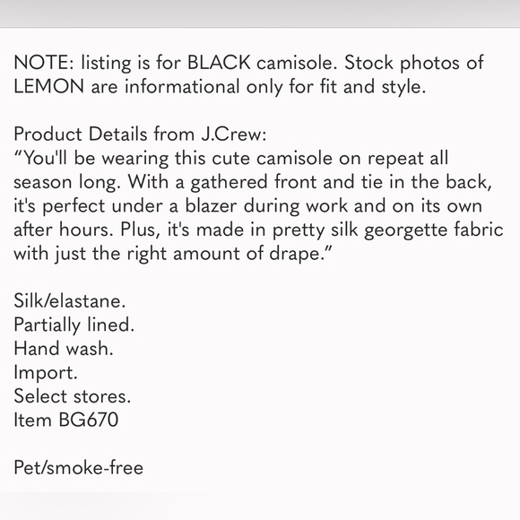 Silk Gathered Camisole in Black by JCrew - Picture 6 of 12